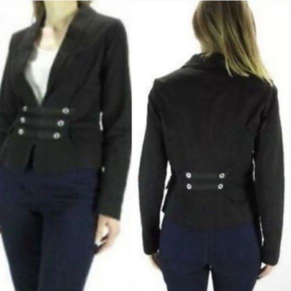 CAbi Jackets & Blazers - CAbi Style #329 The Band‎ Military Jacket Blazer Black/Silver Buttons Size 8 M